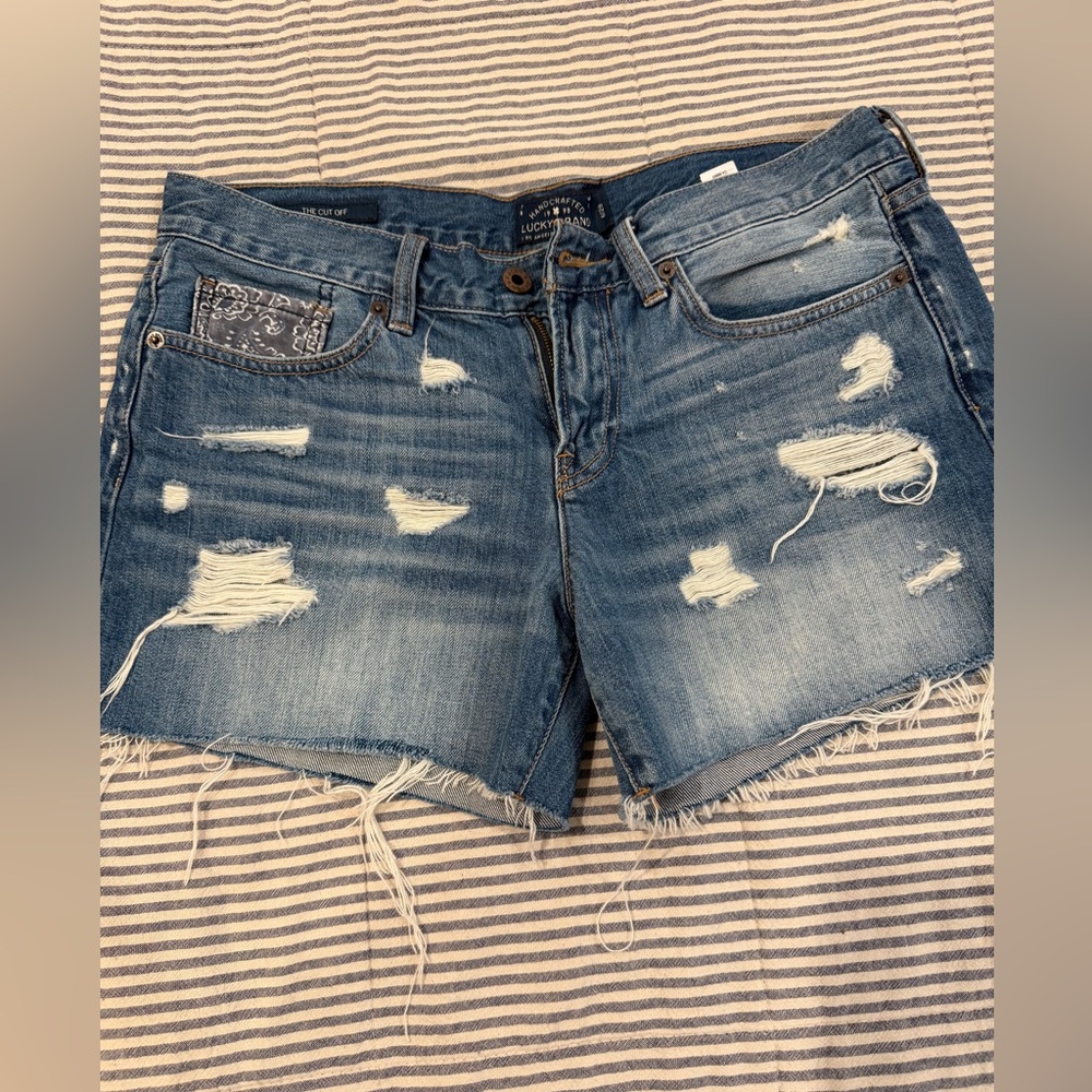 Lucky Brand Distressed Denim Shorts in Blue